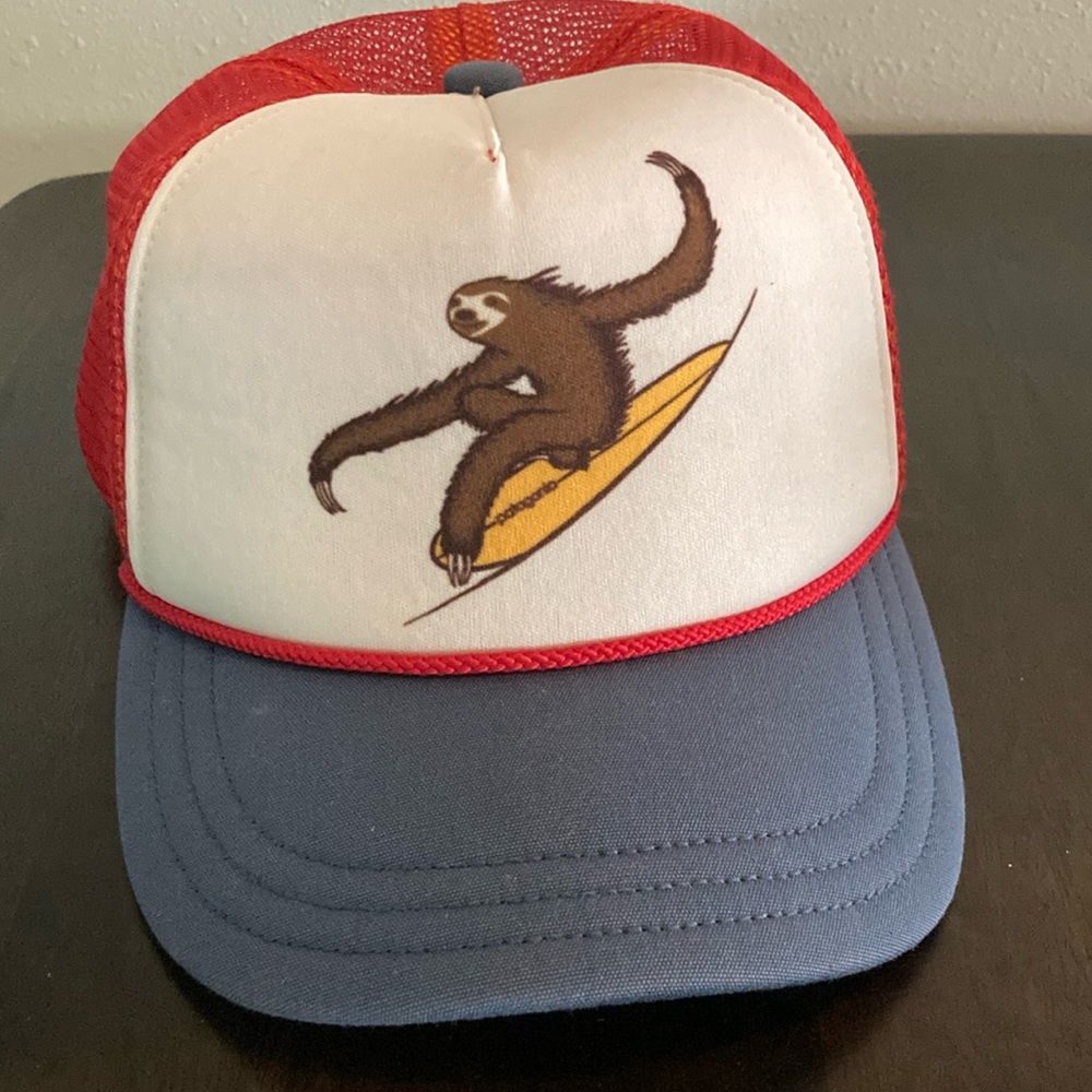 Patagonia Sloth kids Trucker Hat Cap Red/Blue